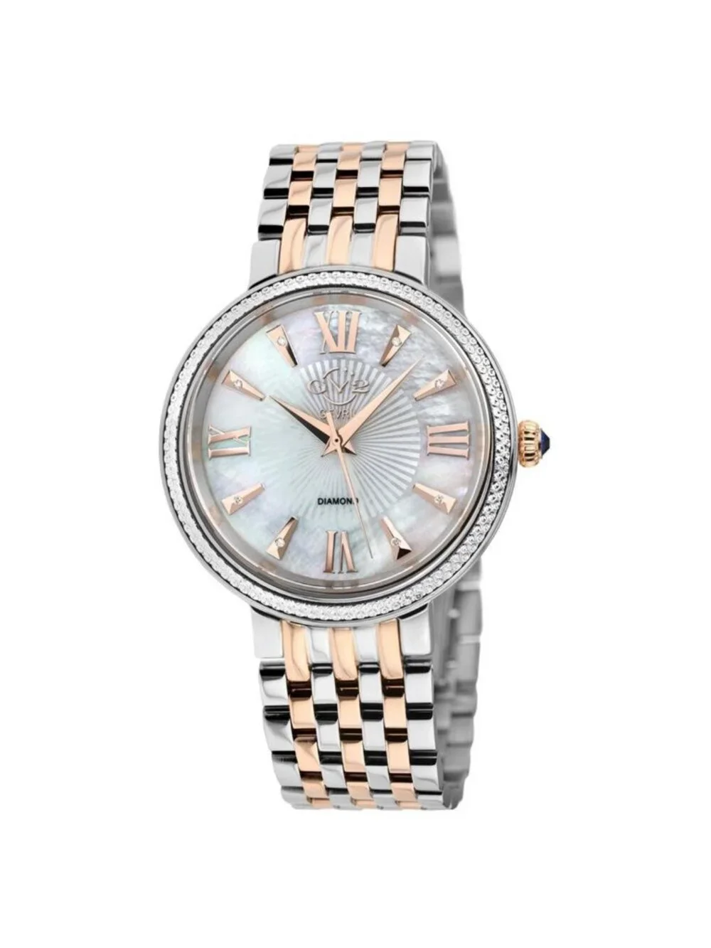 NWT Gv2 By Gevril Genoa Diamond Mother of Pearl Dial Ladies Watch
